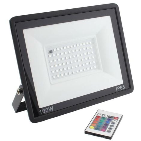 Projecteur LED RVB, 100W + télécommande, RVB