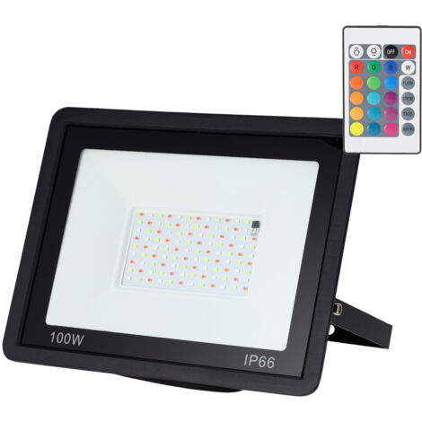 Projecteur LED RVBW avec télécommande 100 W [HO-ICRGBFL-100W]