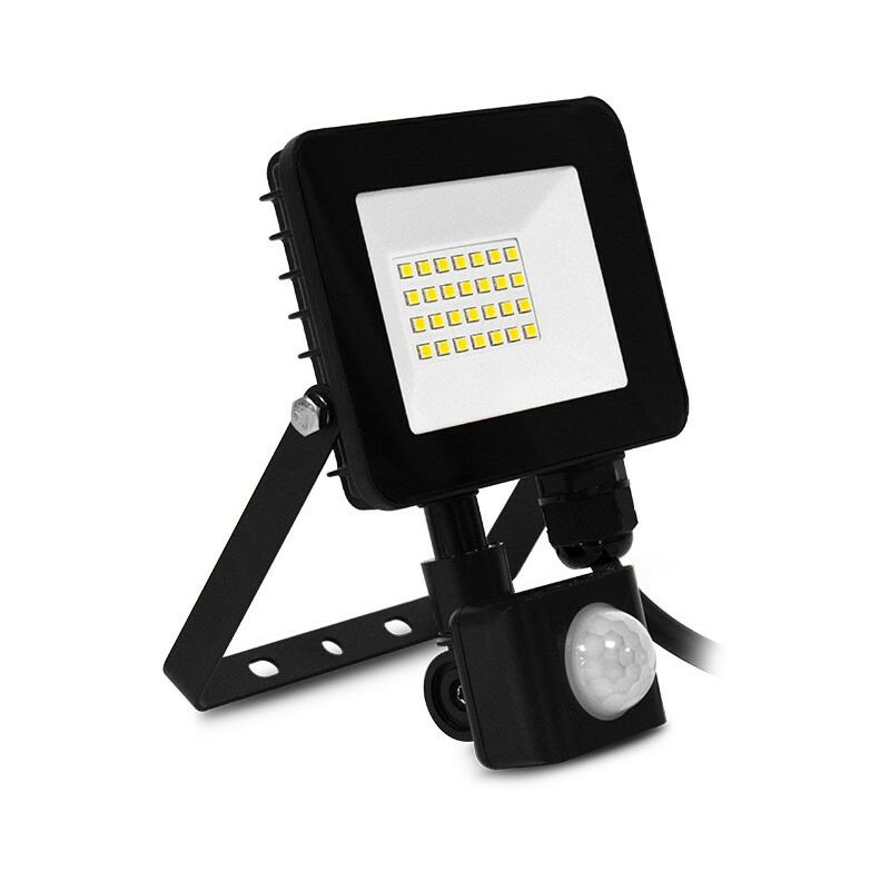 Projecteur LED Extérieur LUMOS SLIM II - 20W + détecteur IR Miidex Lighting® blanc-chaud-3000k - noir - avec-detecteur