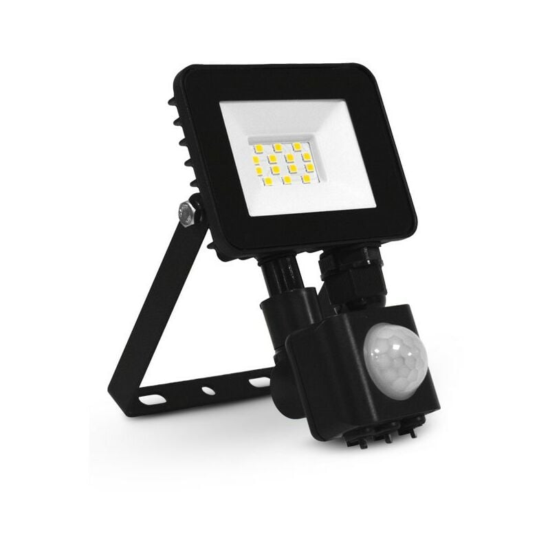 Projecteur led Extérieur lumos slim ii - 10W + détecteur ir Miidex Lighting blanc-chaud-3000k - noir - avec-detecteur