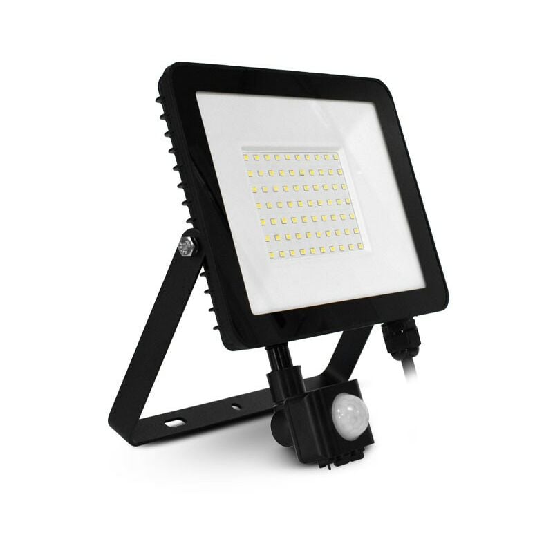 Projecteur LED Extérieur LUMOS SLIM II - 50W + détecteur IR Miidex Lighting® blanc-froid-6000k - noir - avec-detecteur