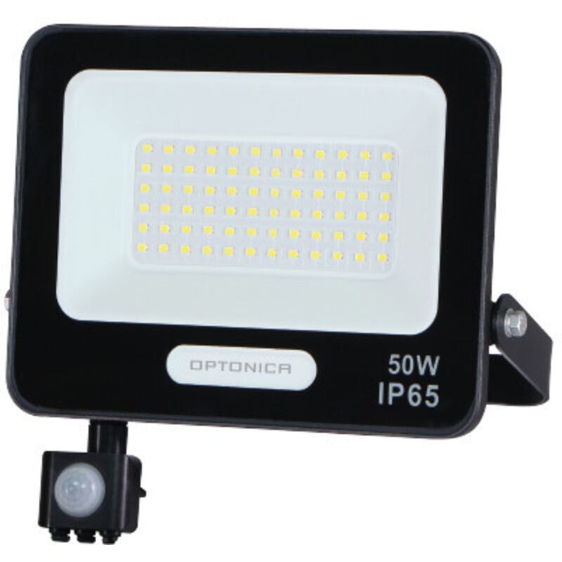 Projecteur led smd IP65 Corps Noir avec Détecteur - 50W - 4500lm - Blanc du Jour - 193x204x32mm