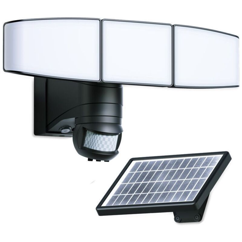 Arum Lighting - Projecteur led solaire 3 têtes Multi-Angles noir 1000 lumens