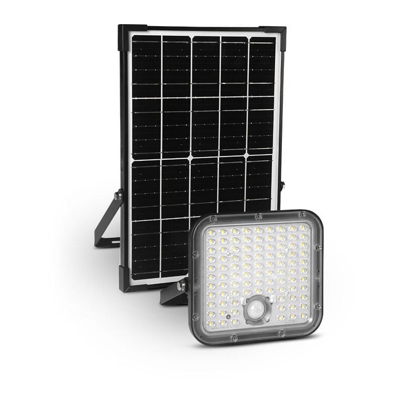 Projecteur led Solaire Asymétrique - 30W - 3000K - IP65 - Détecteur ir - Télécommande - Noir