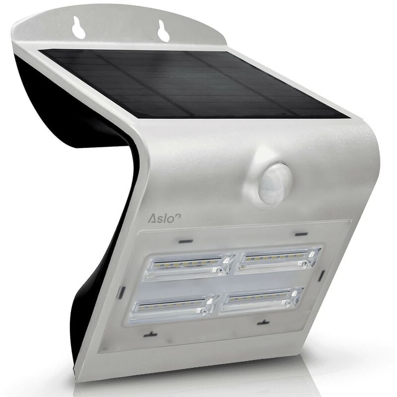 Aslo - Projecteur Led Mural Solaire gris Détecteur de mouvements 3.2W 400 Lm