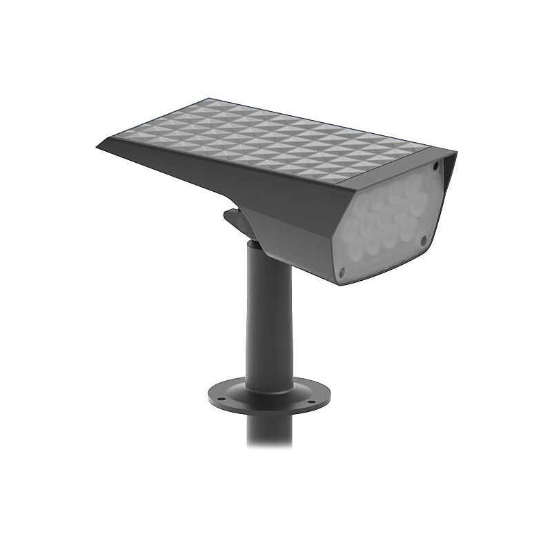 Miidex Lighting - Projecteur led Solaire Carré - 2W - 3000K Blanc Chaud - IP65 - Noir - 480 mm