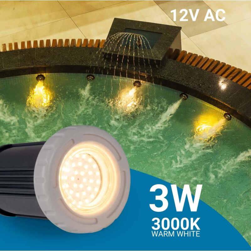 Barcelona Led - Projecteur led submersible pour piscine - 12V ac - 3W - IP68 - - Blanc Chaud