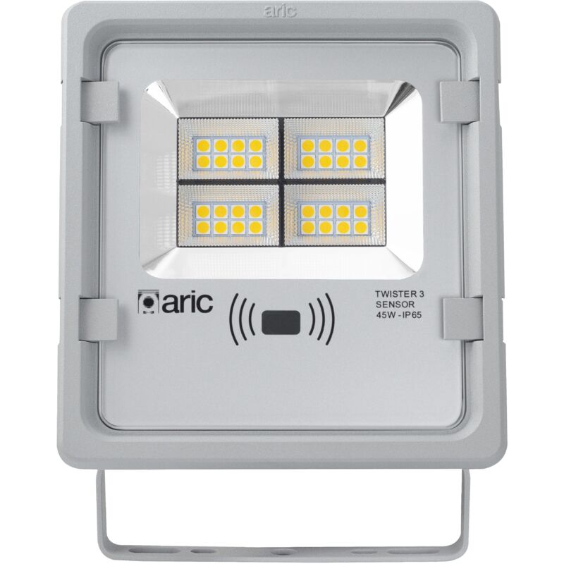 Twister 3 sensor Proj. Ext. IP65 IK08 gris led 90° 45W 3000K 4950lm a/sensor Aric 50875