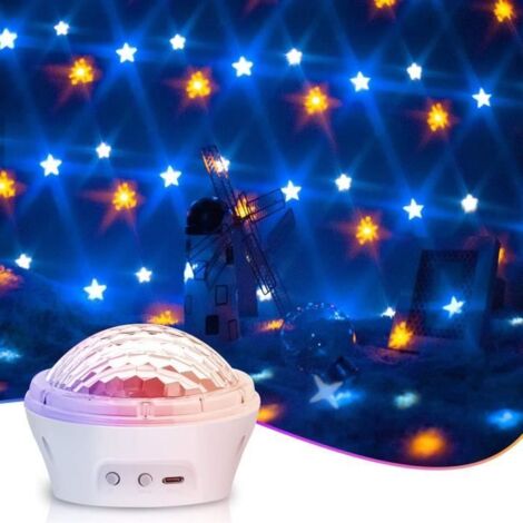 Projecteur LED Veilleuse Ciel Etoile avec Minuterie et 4 Modes de projections dynamiques - Blanc - 0.25kg