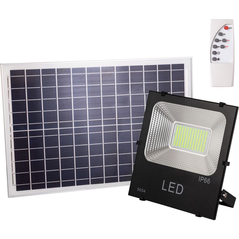 Projecteur LED 100W 10 000Lm 6000ºK Capteur Solaire 100W + Panneau de Commande à Distance 6V/25W 40 000H [PL-626005-CW]