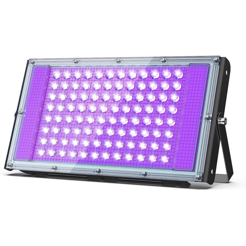Projecteur Lumière Noire UV 100W Puissant et Étanche IP66, Idéal pour Fêtes Fluo, Body Painting, Événements Spéciaux
