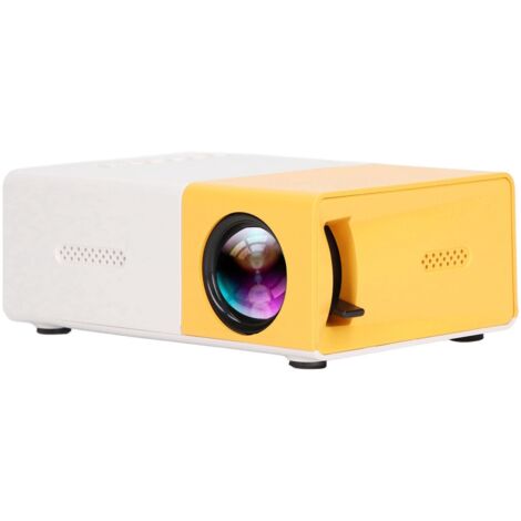 Projecteur Mini LED 1080p avec Son Intégré, Projection Diffuse, Multilingue 23 Langues, Alimentation Universelle, Prise UE (Jaune)