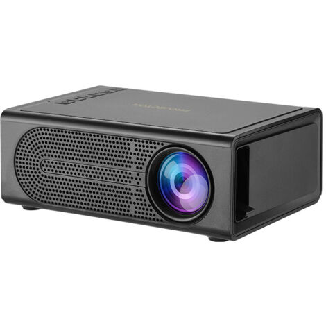 Projecteur Mini Noir avec Télécommande, Projecteur LED Portable pour Maison
