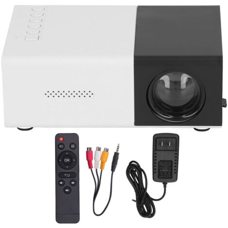 Projecteur Mini Portable avec Haut-parleurs Intégrés, Image par Réflexion Diffuse, Noir, 1080P, 100‑240V, Prise US