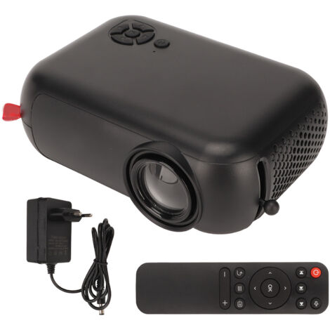 Projecteur Mini Portable Noir, Alimentation par Power Bank, Télécommande, Compatible 13‑100 Pouces, pour Maison Bureau École, 100‑240V Prise EU