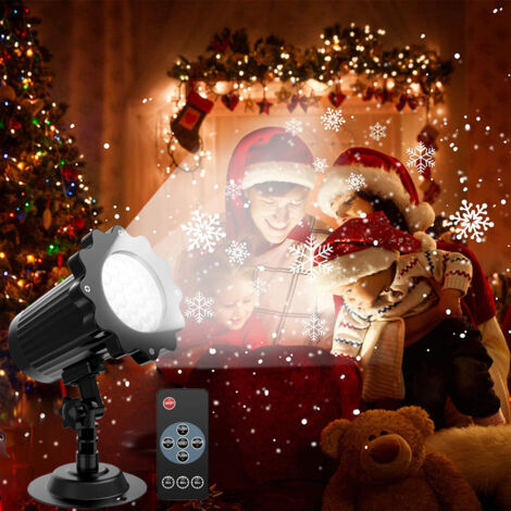 Projecteur Noel Exterieur, Lampe de Projection à LED, Étanche IP65, Projecteur Flocon de Neige à 6 LED pour Mariage, Anniversaire, Exterieur et Intérieur Décoration, Jardin [Classe énergétique E]