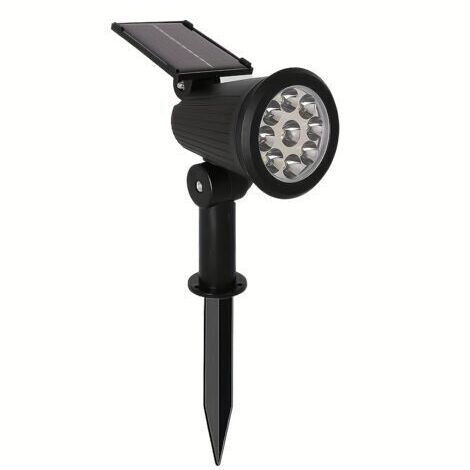 Projecteur Paysager Solaire 9 LED – Montage Semi-Encastré, Abat-Jour en Plastique, Éclairage Extérieur pour Jardin, Patio et Pelouse