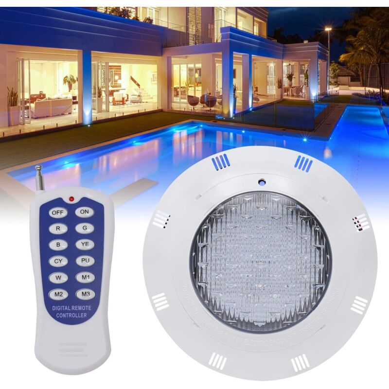 Projecteur Piscine LED 18W AC 12V, Lampe Piscine RGB LED Submersible Lumière IP68, Angle de Faisceau 120 °, avec Télécommande 7 couleurs réglables 11