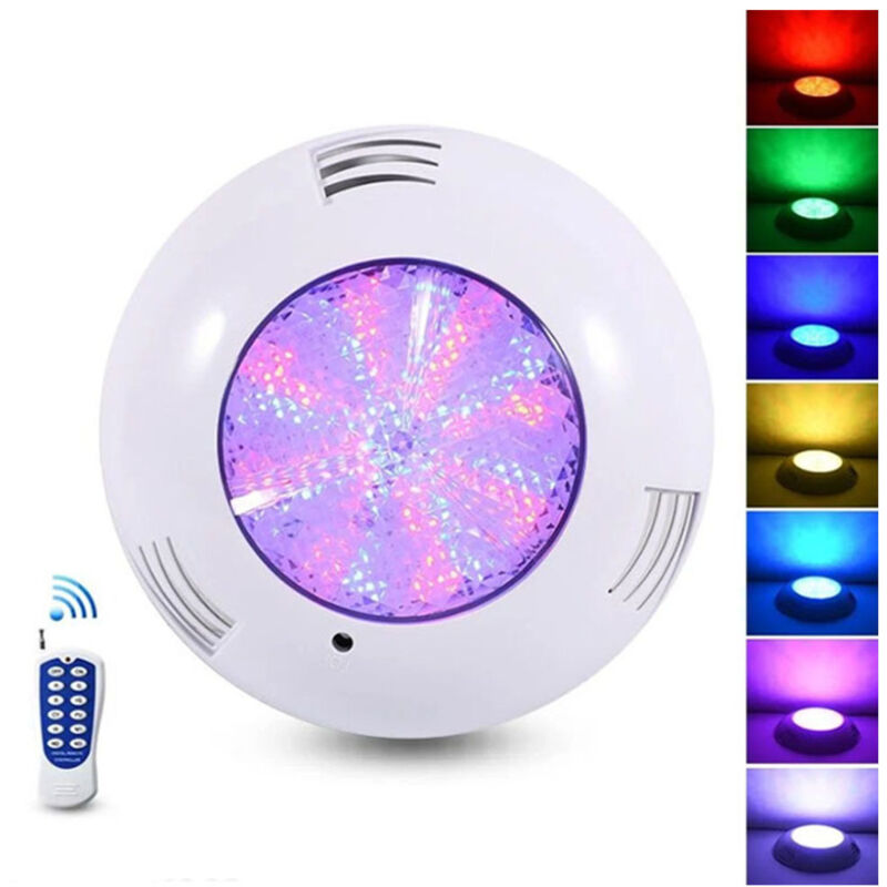 Projecteur LED de piscine rempli de résine, lampe de piscine submersible multicolore à intensité variable RVB extra-plate de 35 W avec télécommande,