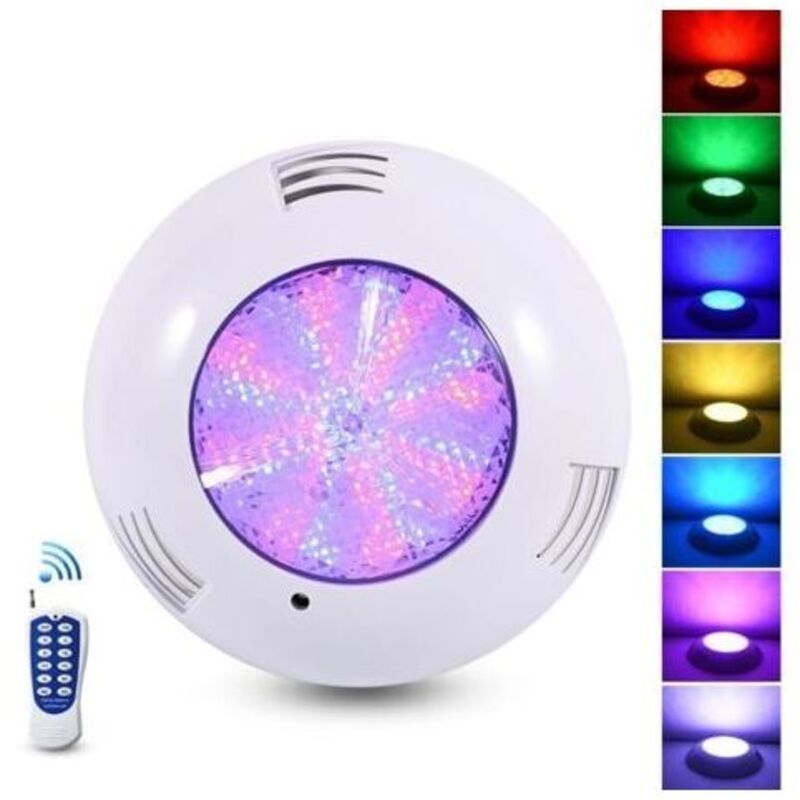 Projecteur Piscine LED , 35W Lampe Piscine extra-plats RGB Dimmable Multicolore Changement LED Submersible avec Télécommande,Angle de faisceau