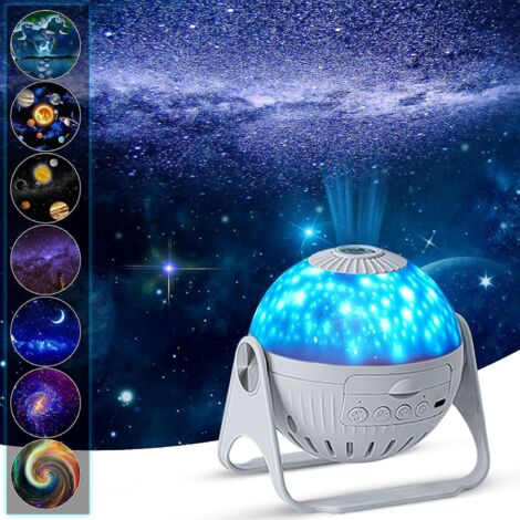 Projecteur planétarium 7 en 1 avec rotation à 360° et veilleuse LED galaxie pour chambre à coucher - Décoration de plafond - Cadeau pour enfants