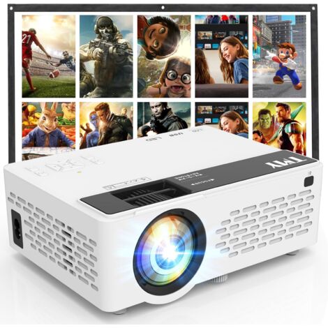 Projecteur Portable - 1080P Full HD - Écran de Projection Inclus - Compatible HDMI USB Bluetooth 5.1 - Usage Intérieur et Extérieur - 1 Pièce