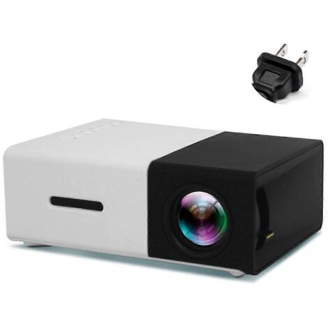 Projecteur portable mini 1080p, 800 lumens, écran de 80 pouces, prise américaine, noir et blanc
