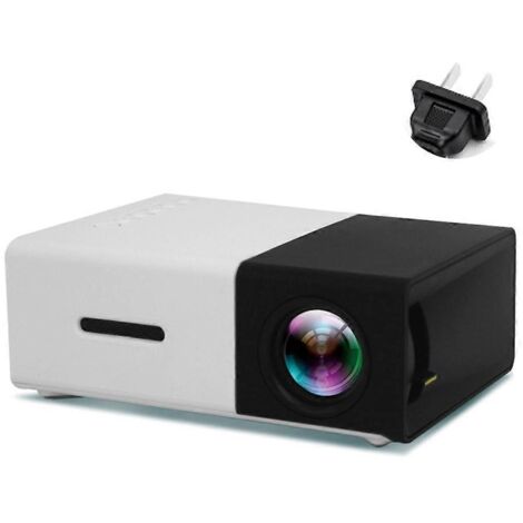 Projecteur portable mini 1080p, 800 lumens, écran de 80 pouces, prise australienne, noir et blanc