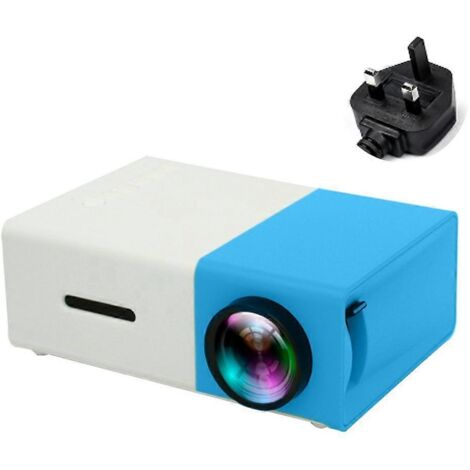 Projecteur portable mini 1080p, 800 lumens, écran de 80 pouces, prise britannique, bleu et blanc