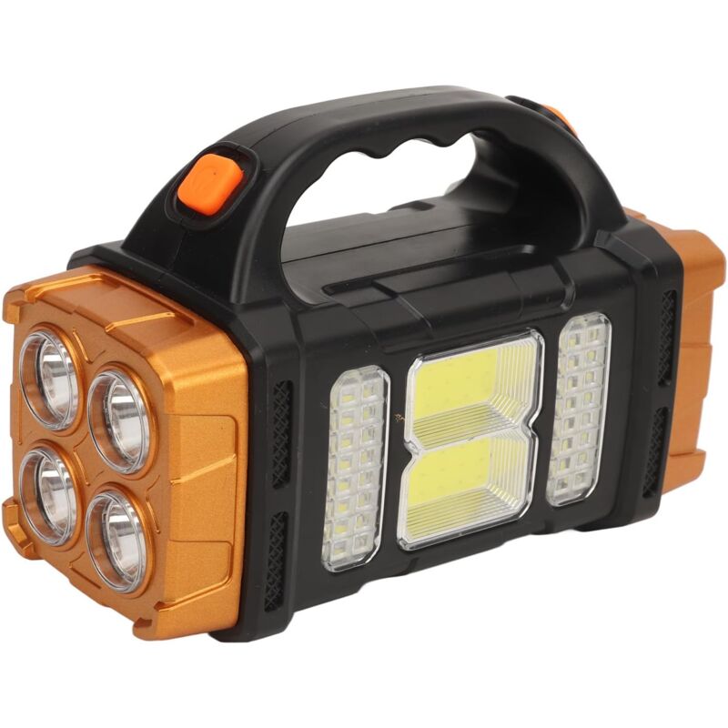 Projecteur Portable Multifonction, Lampe de Poche avec Chargement Solaire USB pour Camping en Plein Air et Urgence, Orange