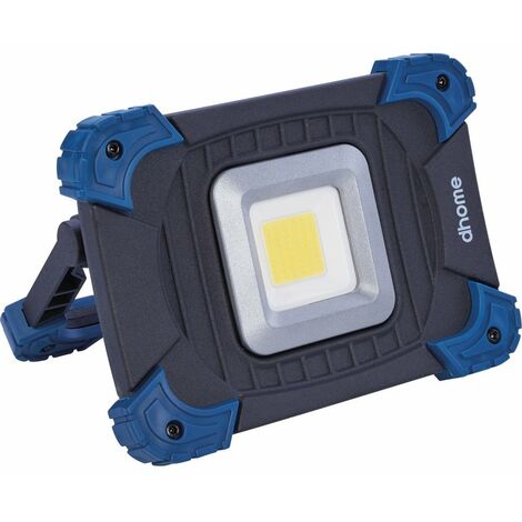 Projecteur portatif LED 10 W – 1100 lumens – 5000 K – IP54 – Autonomie 6h – Pour chantiers et espaces extérieurs – Dhome