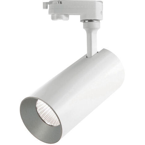 Projecteur rail tilt HIDRA LED COB 18W 1575lm CRI80 3000K 30º - Blanc Argent