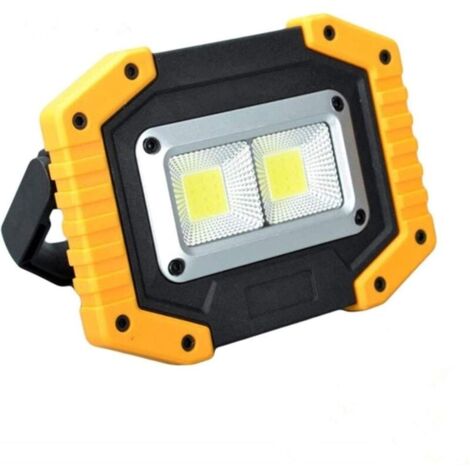 Projecteur Rechargeable, 30W LED Rechargeable Lampe de Travail Extérieure Projecteur de Camping avec USB Étanche pour Camping en Plein Air Voyage Pêche Sécurité Lumières (Jaune )