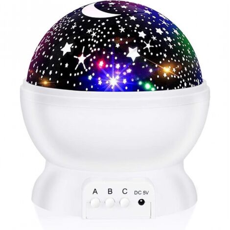 Projecteur - Rotation à 360° - Lumières colorées - Veilleuse pour enfants - Ciel étoilé - Projecteur veilleuse d'intérieur