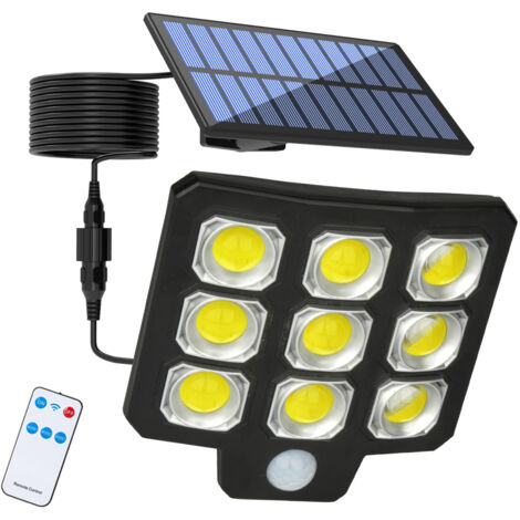 Projecteur solaire 3 modes avec détecteur de mouvement, applique murale 63 COB pour jardin, terrasse, garage