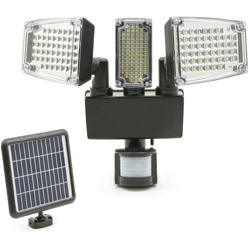 Idmarket - Projecteur solaire 3 têtes 178 led détecteur de mouvement