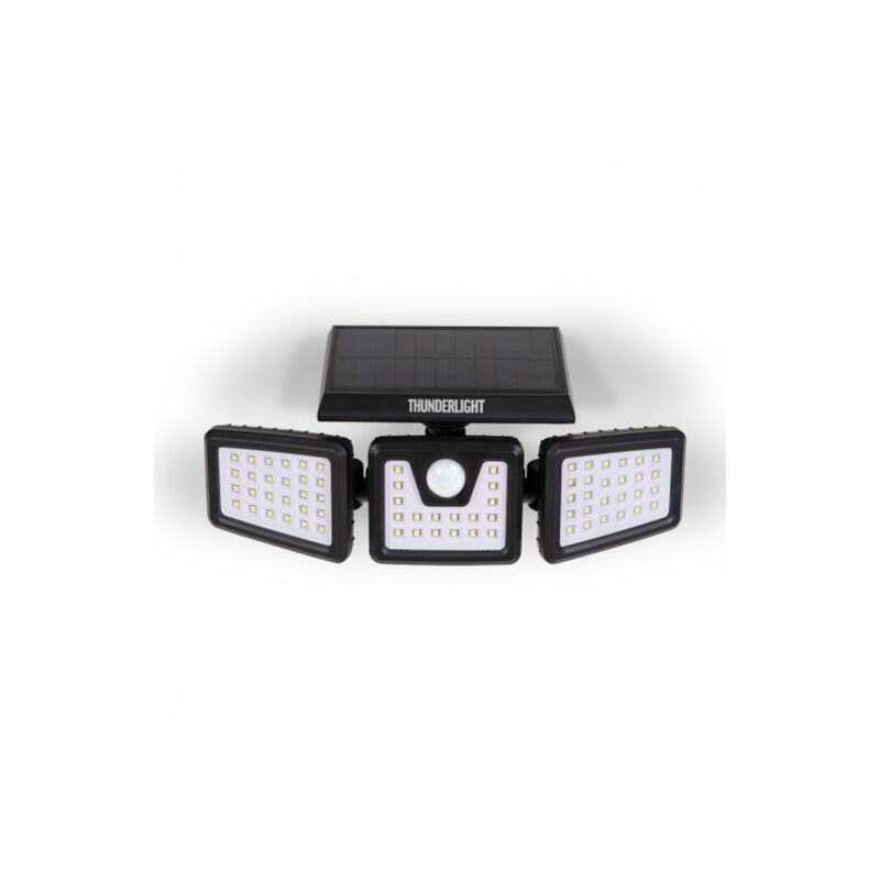 Idmarket - Projecteur solaire 3 têtes 70 led détecteur de mouvement - Noir