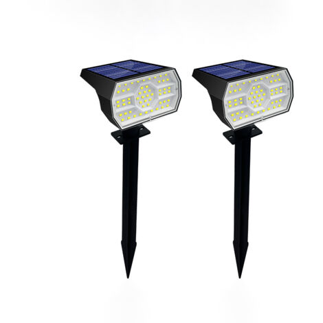 Projecteur Solaire - 56 LED - 6500 K - IP68 - 3 Modes Éclairage - Rotatif 90° Vertical - Pour Jardin Allée Arbre - Lot de 2