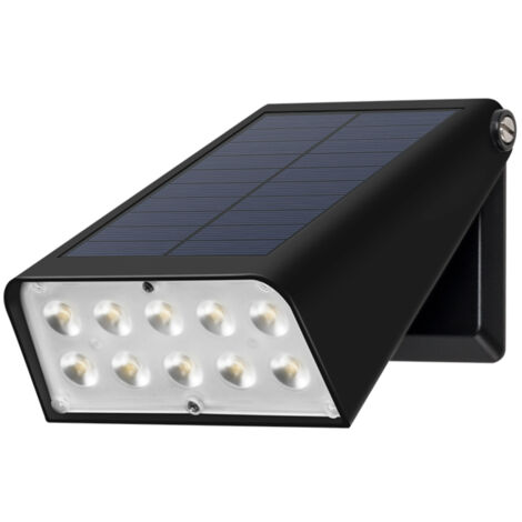 projecteur solaire à 10 LED, pliable, mural, à induction, étanche IP65, sans fil, 1500 mAh, pour extérieur (cour, terrasse, jardin, allée, etc.), sans câblage.