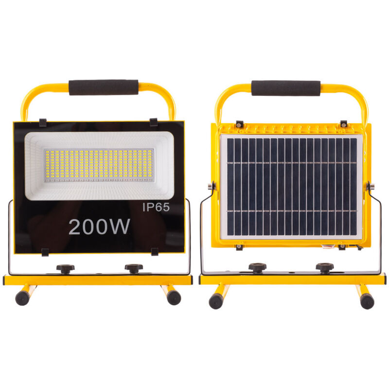 Projecteur solaire à led 200W 6500K Panneau : 6 V/12 w Batterie : 7,2 V/18 000 MaH Télécommande [WR-KFL-E-200W]