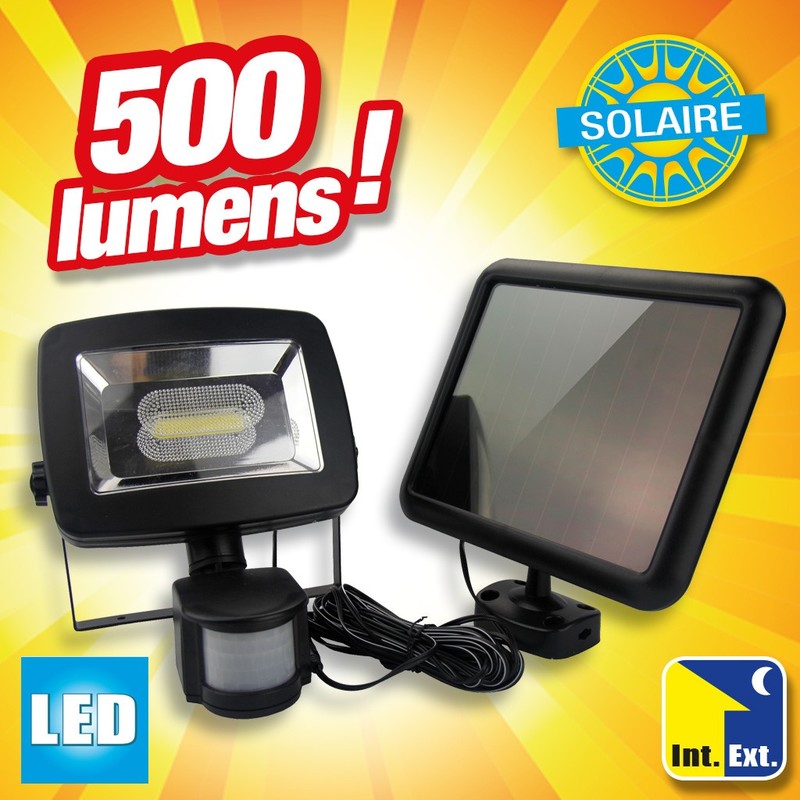 Spot projecteur puissant à énergie solaire avec capteur de présence 500lm 5W