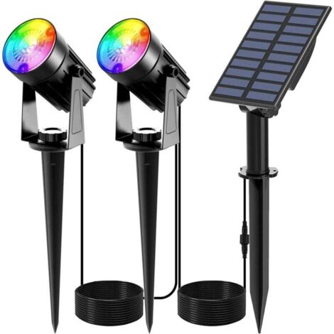 Projecteur solaire d'extérieur, étanche IP65, 6 couleurs, éclairage solaire extérieur pour jardin, terrasse, cour et allée