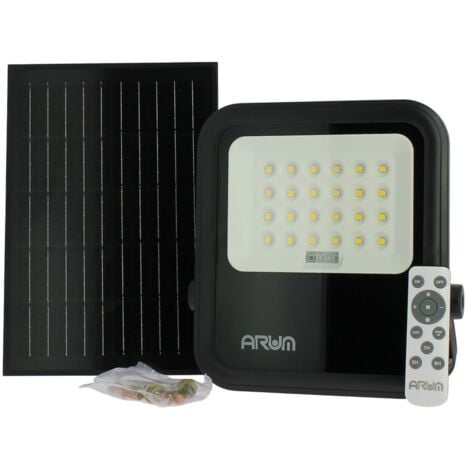 ARUM LIGHTING Projecteur solaire extérieur 100w FERNANDO 900 Lumens IP65 4000K avec Panneau Solaire et Télécommande