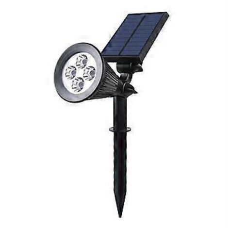 Projecteur solaire extérieur étanche à 4 LED, lumière blanche, 2 en 1, plastique intégré, 2 W, blanc, 29 x 9,5 x 34 cm, 1 pièce