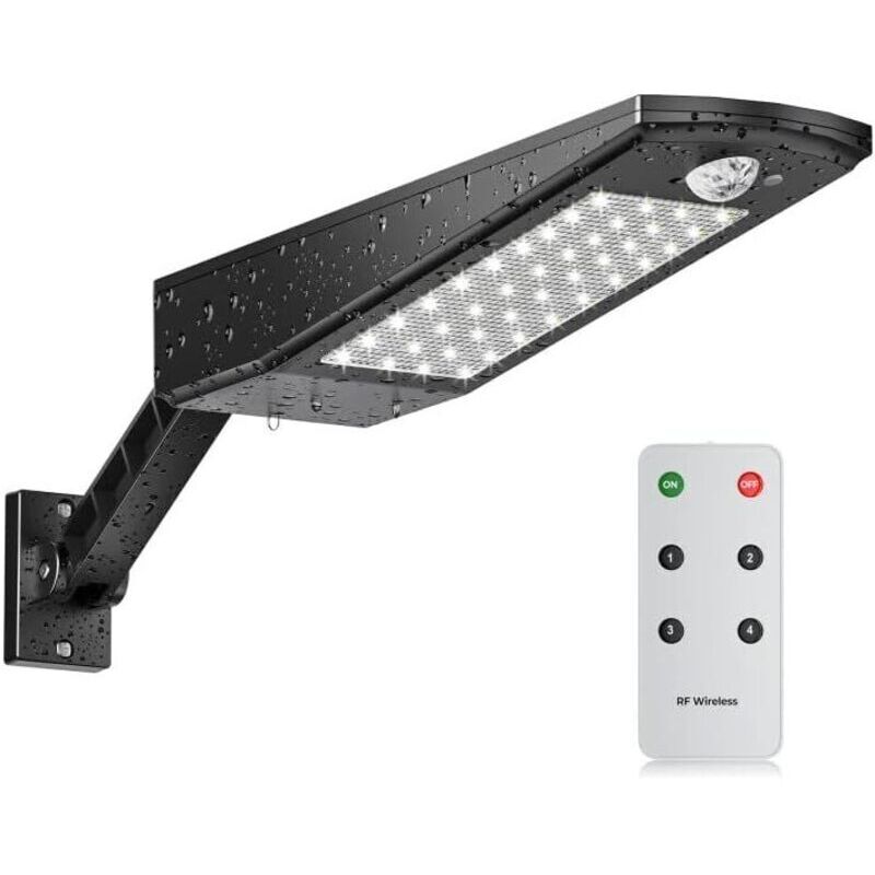 Projecteur solaire extérieur étanche IP65 48 LED avec support réglable et télécommande, détecteur de mouvement de jardin à lumière solaire extérieure