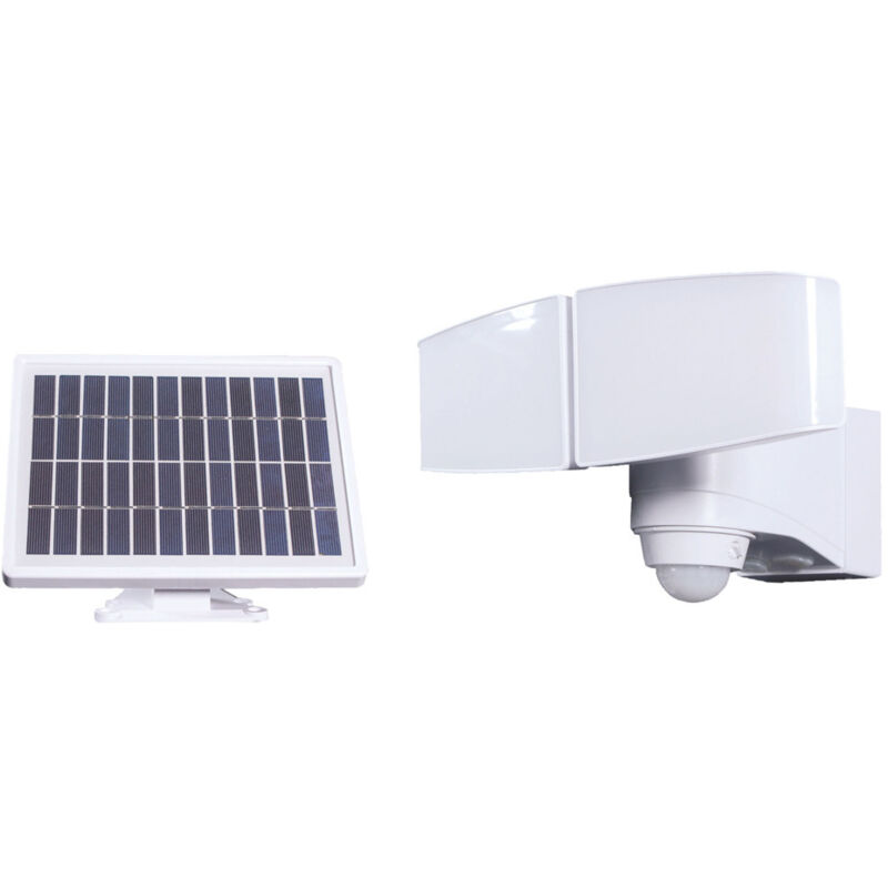 Projecteur Solaire led Blanc 2 têtes orientables, 10W, 685 lumens, IP44, 4000K blanc-neutre, détecteur de mouvement, panneau déporté Tibelec Projecteur Solaire led Blanc 2 têtes orientables, 10W, 685 lumens, IP44, 4000K blanc-neutre, détecteur de mouvement, panneau déporté Tibelec