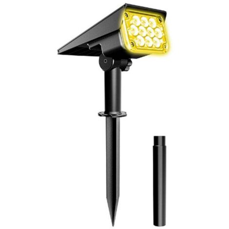 Projecteur solaire LED jaune pour jardin, allée ou applique murale extérieure - Jaune