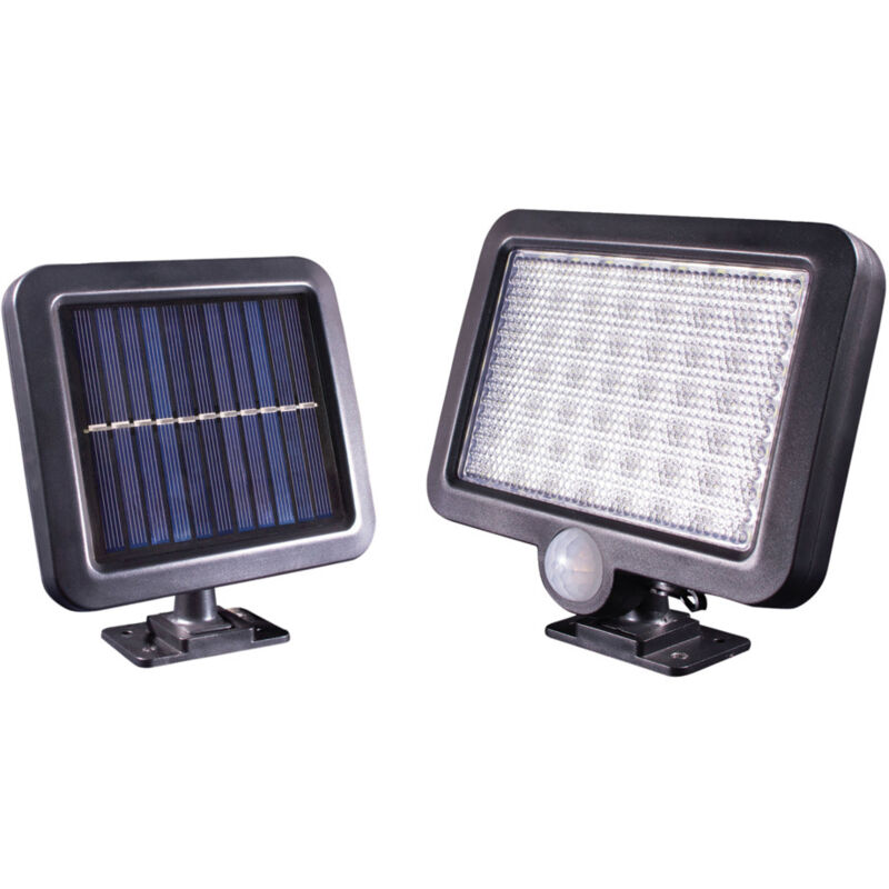 Projecteur Solaire led Noir, 3W, 300 lumens, IP44, 4000K blanc-neutre, crépusculaire, détecteur de mouvement, panneau déporté Tibelec Projecteur Solaire led Noir, 3W, 300 lumens, IP44, 4000K blanc-neutre, crépusculaire, détecteur de mouvement, panneau déporté Tibelec