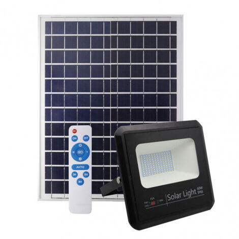 Projecteur solar malaquita 60w 6500k black 5400lm (23x25,5x6,5)(35x35x2)cm télécommande et cable 5m