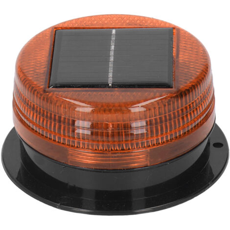 Projecteur Stroboscopique Solaire 6 Perles Haute Luminosité, Imperméable pour Chantier et Route, Flash Avertissement Lumière Jaune